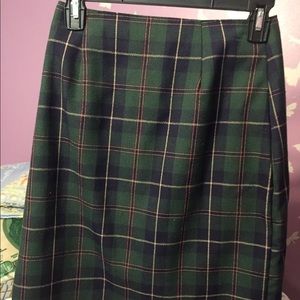 Green Plaid Pencil Skirt